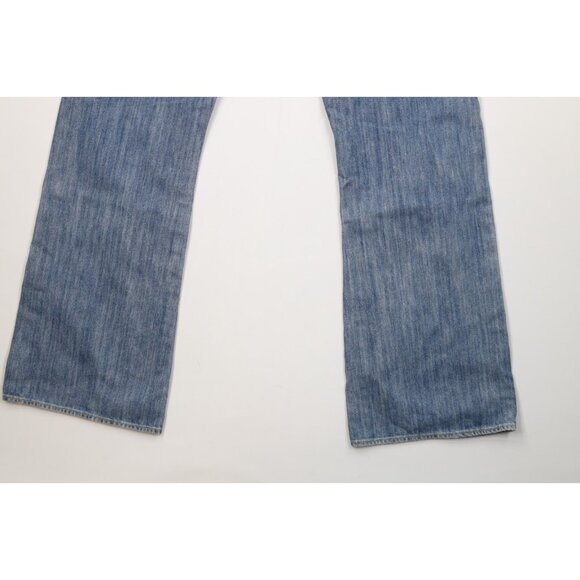 Vintage 90s Y2K Guess Jeans Mens 34x32 Faded Flared Wide Leg Denim Jeans Blue - Picture 13 of 13